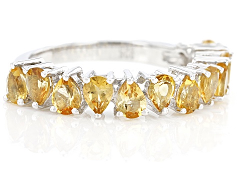 Pre-Owned Yellow Brazilian Citrine Rhodium Over Sterling Silver Infinity Band Ring 1.51ctw