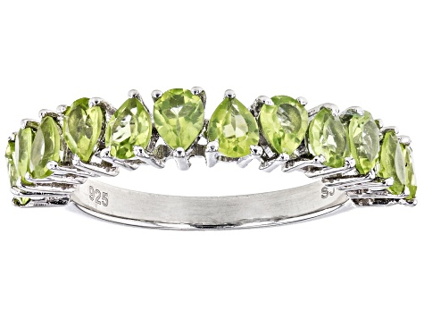 Pre-Owned Green Peridot Rhodium Over Sterling Silver Infinity Band Ring 1.53ctw