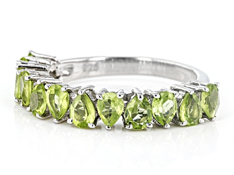 Pre-Owned Green Peridot Rhodium Over Sterling Silver Infinity Band Ring 1.53ctw