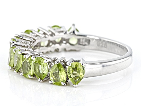 Pre-Owned Green Peridot Rhodium Over Sterling Silver Infinity Band Ring 1.53ctw