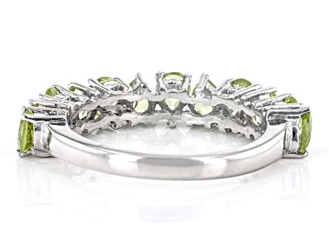 Pre-Owned Green Peridot Rhodium Over Sterling Silver Infinity Band Ring 1.53ctw