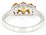 Pre-Owned Orange Spessartite With Champagne Diamond Accent Rhodium Over Sterling Silver Ring 1.05ctw