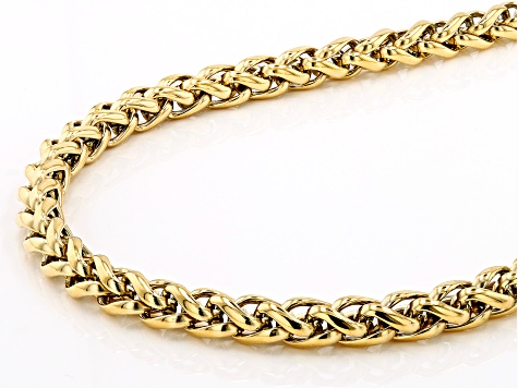 Pre-Owned Gold Tone Stainless Steel Wheat Link 24 Inch Chain