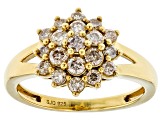 Pre-Owned Candlelight Diamonds™ 14k Yellow Gold Over Sterling Silver Cluster Ring 0.75ctw