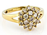 Pre-Owned Candlelight Diamonds™ 14k Yellow Gold Over Sterling Silver Cluster Ring 0.75ctw