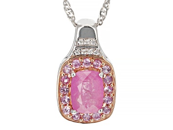 Picture of Pre-Owned Pink Sapphire Rhodium Over Silver Pendant Chain 2.68ctw