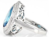 Pre-Owned Blue And White Cubic Zirconia Rhodium Over Sterling Silver Ring 10.10ctw