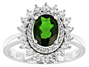 Pre-Owned Green Chrome Diopside Rhodium Over Silver Ring 1.92ctw