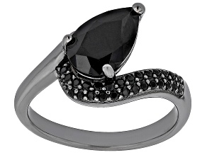 Pre-Owned Black Spinel, Black Rhodium Over Sterling Silver Ring 2.16ctw