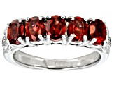 Pre-Owned Red Garnet Rhodium Over Sterling Silver Band Ring 1.92ctw
