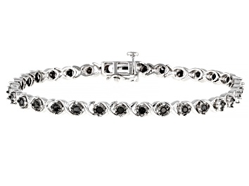 Picture of Pre-Owned Black Diamond Rhodium Over Sterling Silver Tennis Bracelet 0.90ctw
