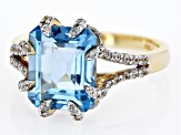 Pre-Owned Misty's Holiday Collection Swiss Blue Topaz 18k Yellow Gold Over Sterling Silver Ring 5.46