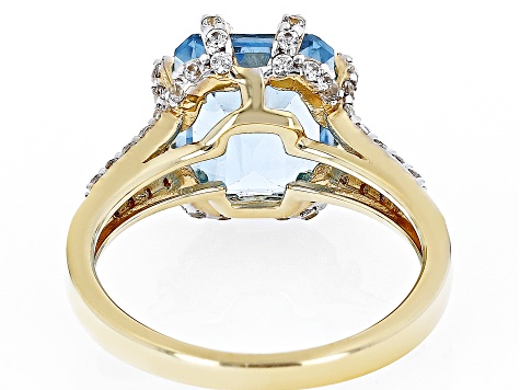 Pre-Owned Misty's Holiday Collection Swiss Blue Topaz 18k Yellow Gold Over Sterling Silver Ring 5.46