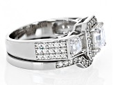 Pre-Owned Strontium Titanate And White Zircon Rhodium Over Silver Ring Set 3.01ctw
