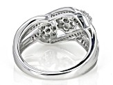 Pre-Owned White Diamond Rhodium Over Sterling Silver Crossover Ring 0.20ctw