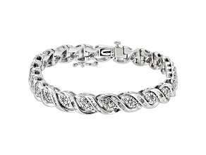 Pre-Owned White Diamond Rhodium Over Sterling Silver Tennis Bracelet 0.50ctw