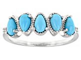 Pre-Owned Blue Sleeping Beauty Turquoise with White Diamond Accent Rhodium Over Sterling Silver Ring