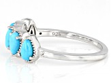 Pre-Owned Blue Sleeping Beauty Turquoise with White Diamond Accent Rhodium Over Sterling Silver Ring