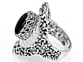 Pre-Owned Orange Pressed Amber Silver Frangipani Ring