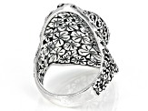 Pre-Owned Orange Pressed Amber Silver Frangipani Ring