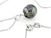 Pre-Owned Cultured Tahitian Pearl Rhodium Over Sterling Silver Pendant With 18 Inch Chain