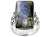 Pre-Owned Gray Labradorite Sterling Silver Solitaire Ring