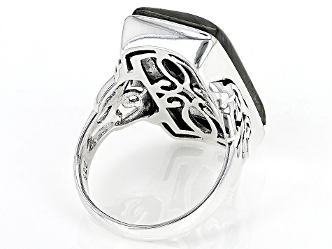 Pre-Owned Gray Labradorite Sterling Silver Solitaire Ring