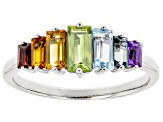 Pre-Owned Rainbow Multi-Gemstone Rhodium Over Sterling Silver ring 1.14ctw