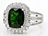 Pre-Owned Green Chrome Diopside Rhodium Over Sterling Silver Ring 3.50ctw