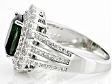 Pre-Owned Green Chrome Diopside Rhodium Over Sterling Silver Ring 3.50ctw