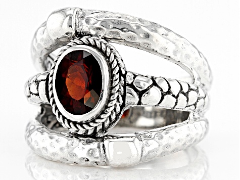 Pre-Owned Madeira Citrine Silver Watermark & Hammered Ring .97ct