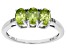 Pre-Owned Green Peridot Rhodium Over Sterling Silver 3-Stone Ring 1.26ctw