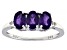 Pre-Owned Purple Amethyst Rhodium Over Sterling Silver 3-Stone Ring 1.11ctw