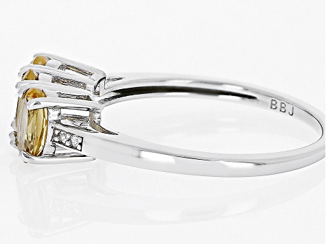Pre-Owned Yellow Citrine Rhodium Over Sterling Silver 3-Stone Ring 1.21ctw
