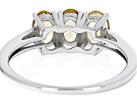 Pre-Owned Yellow Citrine Rhodium Over Sterling Silver 3-Stone Ring 1.21ctw