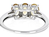 Pre-Owned Yellow Citrine Rhodium Over Sterling Silver 3-Stone Ring 1.21ctw