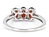 Pre-Owned Red Garnet Rhodium Over Sterling Silver 3-Stone Ring 2.48ctw