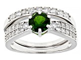 Pre-Owned Green Chrome Diopside Rhodium Over Sterling Silver Ring Set