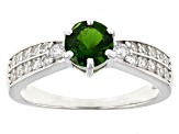 Pre-Owned Green Chrome Diopside Rhodium Over Sterling Silver Ring Set