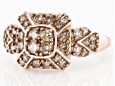 Pre-Owned Champagne Diamond 18k Rose Gold Over Sterling Silver Cluster Ring 0.75ctw