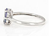 Pre-Owned Blue Tanzanite Platinum Over Sterling Silver Flower Ring 0.55ctw