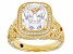 Pre-Owned White Cubic Zirconia 18k Yellow Gold Over Sterling Silver Holiday Ring 7.89ctw