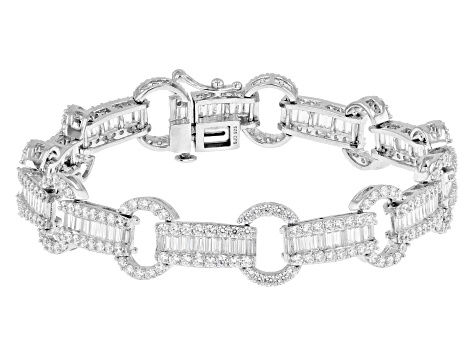 Pre-Owned White Cubic Zirconia Rhodium Over Sterling Silver Tennis Bracelet 12.55ctw