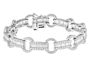 Pre-Owned White Cubic Zirconia Rhodium Over Sterling Silver Tennis Bracelet 12.55ctw
