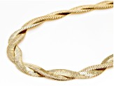 Pre-Owned White Crystal Gold Tone Herringbone Necklace