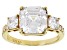 Pre-Owned Asscher Cut White Cubic Zirconia 18k Yellow Gold Over Sterling Silver Ring 7.49ctw