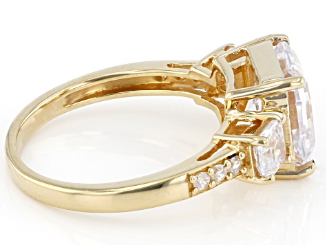 Pre-Owned Asscher Cut White Cubic Zirconia 18k Yellow Gold Over Sterling Silver Ring 7.49ctw