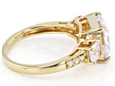 Pre-Owned Asscher Cut White Cubic Zirconia 18k Yellow Gold Over Sterling Silver Ring 7.49ctw