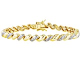 Pre-Owned White Diamond Accent 18k Yellow Gold Over Bronze Tennis Bracelet