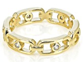 Pre-Owned White Cubic Zirconia 18k Yellow Gold Over Sterling Silver Paperclip Ring 0.12ctw